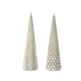 Decoris Paraffin Wax Cone Candle with Glitter 20cm - Metallic Champagne (2 Assorted)